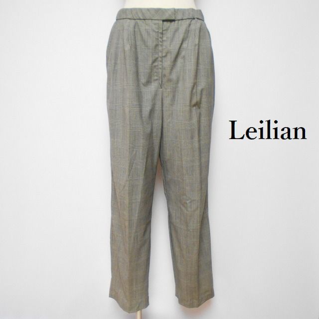 807427 Leilian レリアン グレー系 チェック柄 パンツ 13＋_画像1