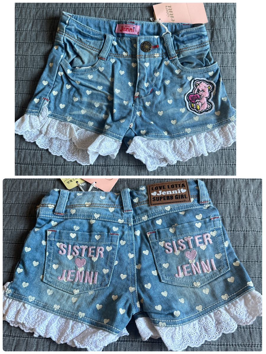 新品JENNI レース重ね着風デニムショートパンツ110 ベアクマ 新品JENNI レース重ね着風デニムショートパンツ110 ベアクマ