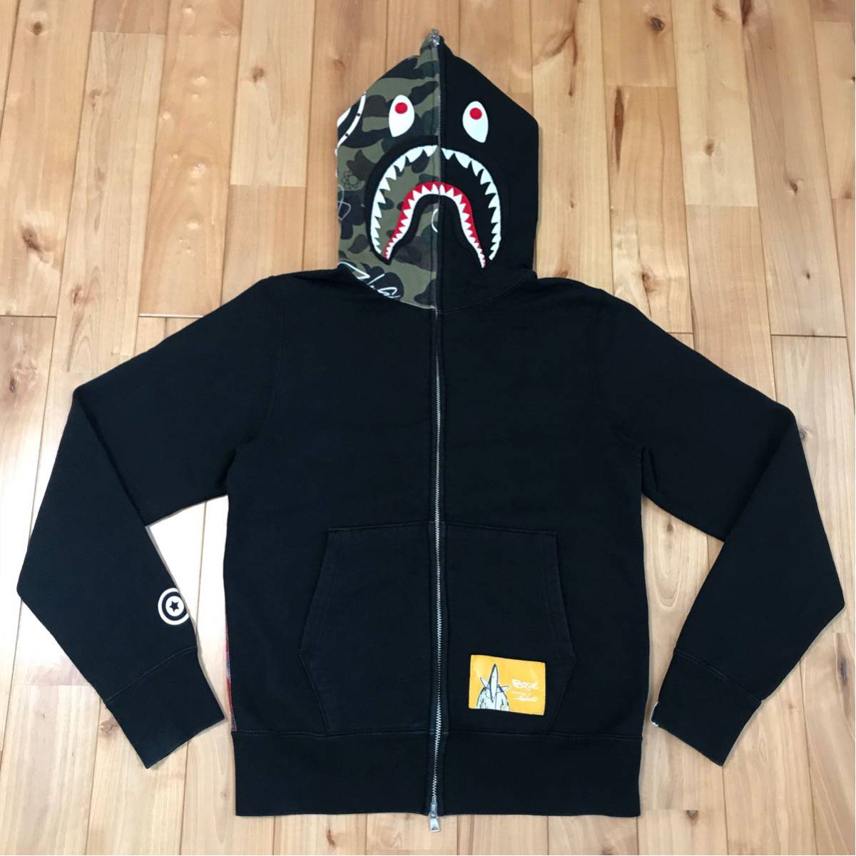 futura × ape シャーク パーカー S shark full zip hoodie bape エイプ ベイプ アベイシングエイプ ジップパーカー フューチュラ stash_画像3