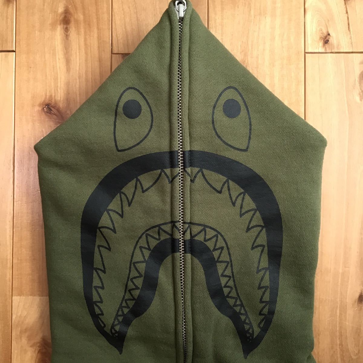 BAPE Hunting Logo Shark Full Zip Hoodie M size khaki a bathing ape Ape Bape A Bathing Ape Shark Parker i8