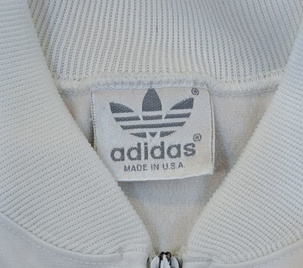 H6669 adidas アディダス トラックジャケット ジャージトップス 銀タグ USA製 80s 90s ヴィンテージ ホワイト/レッド Mの画像6