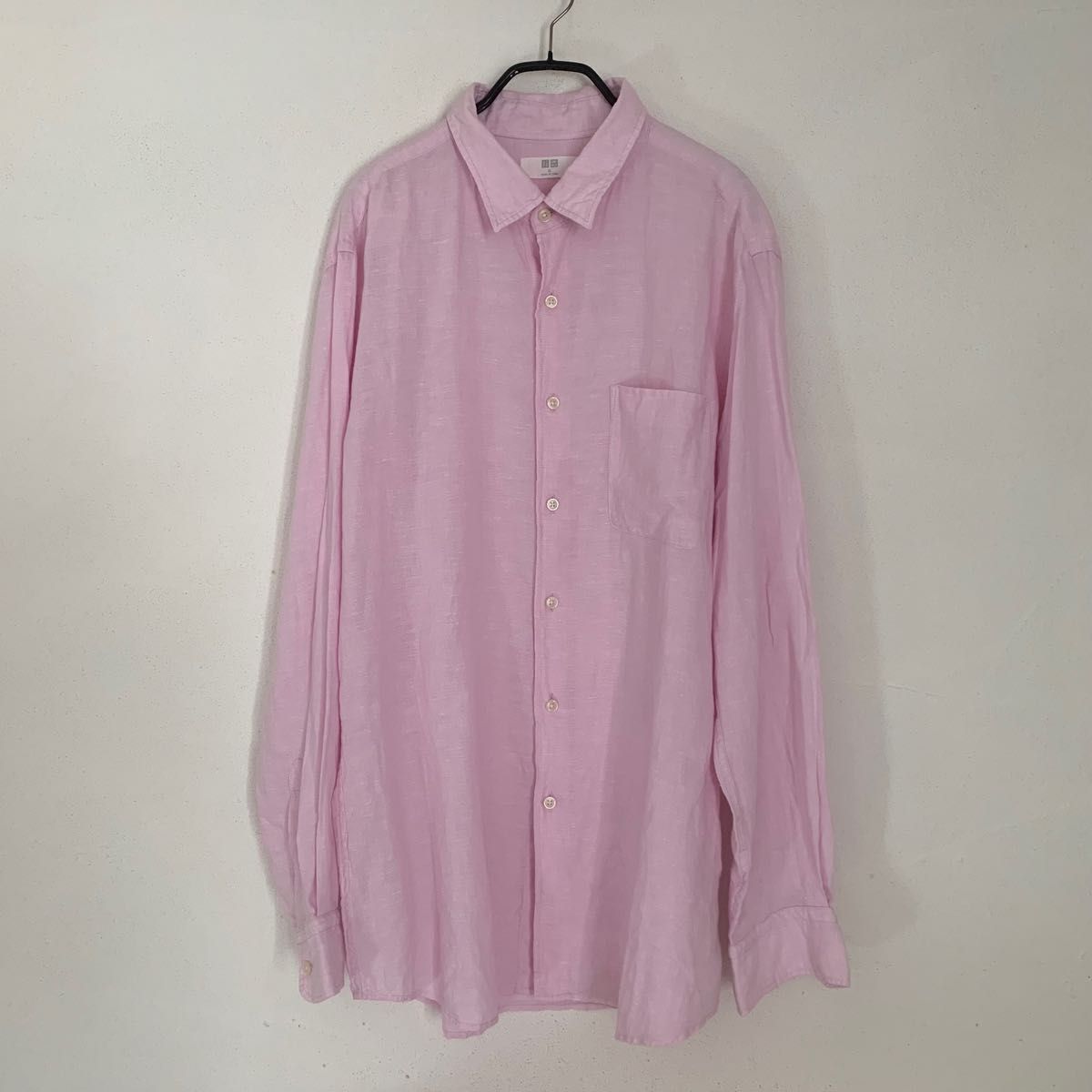 UNIQLO シャツ リネン カッターシャツ XL 上品なピンク