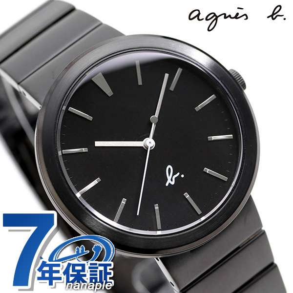 アニエスベー メンズ 腕時計 シンプル 3針 FCRK985 agnes b. オールブラック 黒_画像1