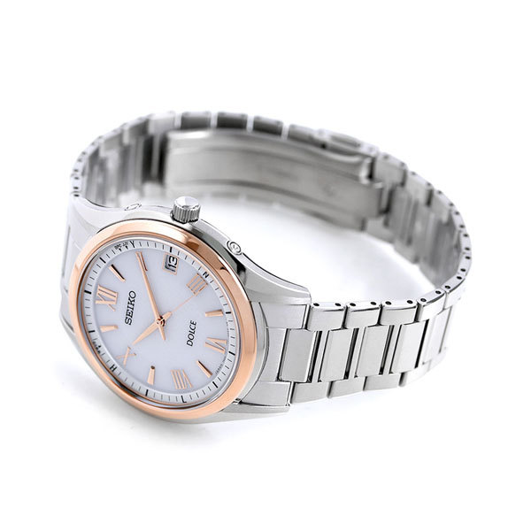  Seiko Dolce радиоволны солнечный мужские наручные часы SADZ200 SEIKO серебряный × розовое золото 