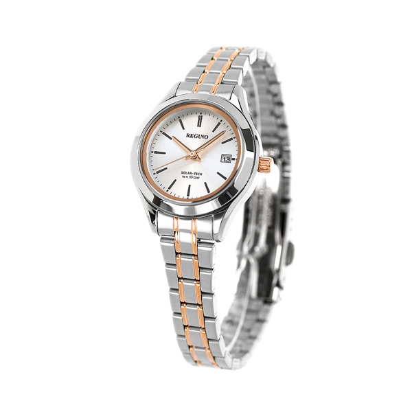  Citizen Regno clock solar lady's wristwatch KM4-139-91 CITIZEN silver × pink gold 