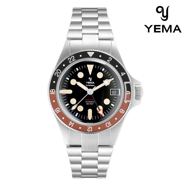 イエマ スーパーマン ワールドタイム GMT コーク 39mm 自動巻き 腕時計 YEMA YGMT21B39-CMS