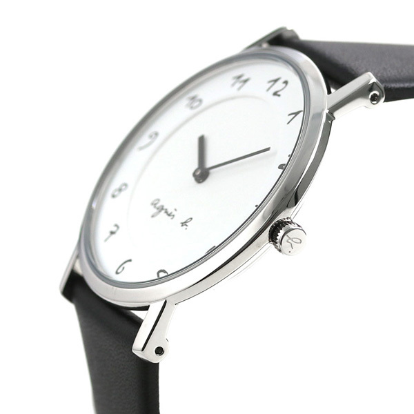 アニエスベー 時計 レディース マルチェロ FCSK930 agnes b. ホワイト×ブラック 腕時計 革ベルト_画像3