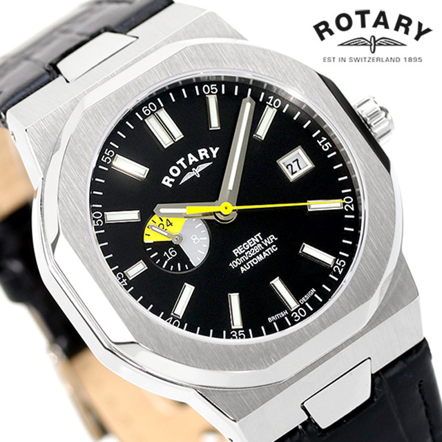 ロータリー リージェント 自動巻き 腕時計 メンズ 革ベルト ROTARY GS05455/04 ブラック 黒