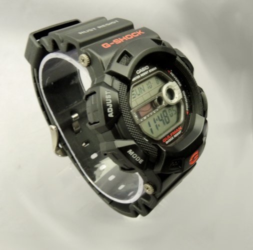 CASIO G-SHOCK G-9100-1JF GULFMAN Battery TITANIUM カシオ ガルフマン タイドグラフ ムーンデータ ブラック チタン 中古品 電池_画像3