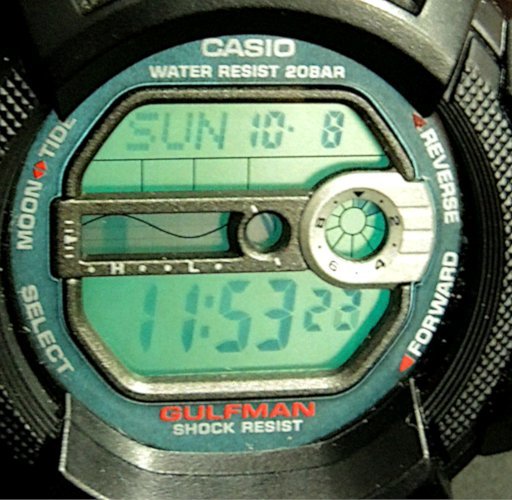 CASIO G-SHOCK G-9100-1JF GULFMAN Battery TITANIUM カシオ ガルフマン タイドグラフ ムーンデータ ブラック チタン 中古品 電池_画像9