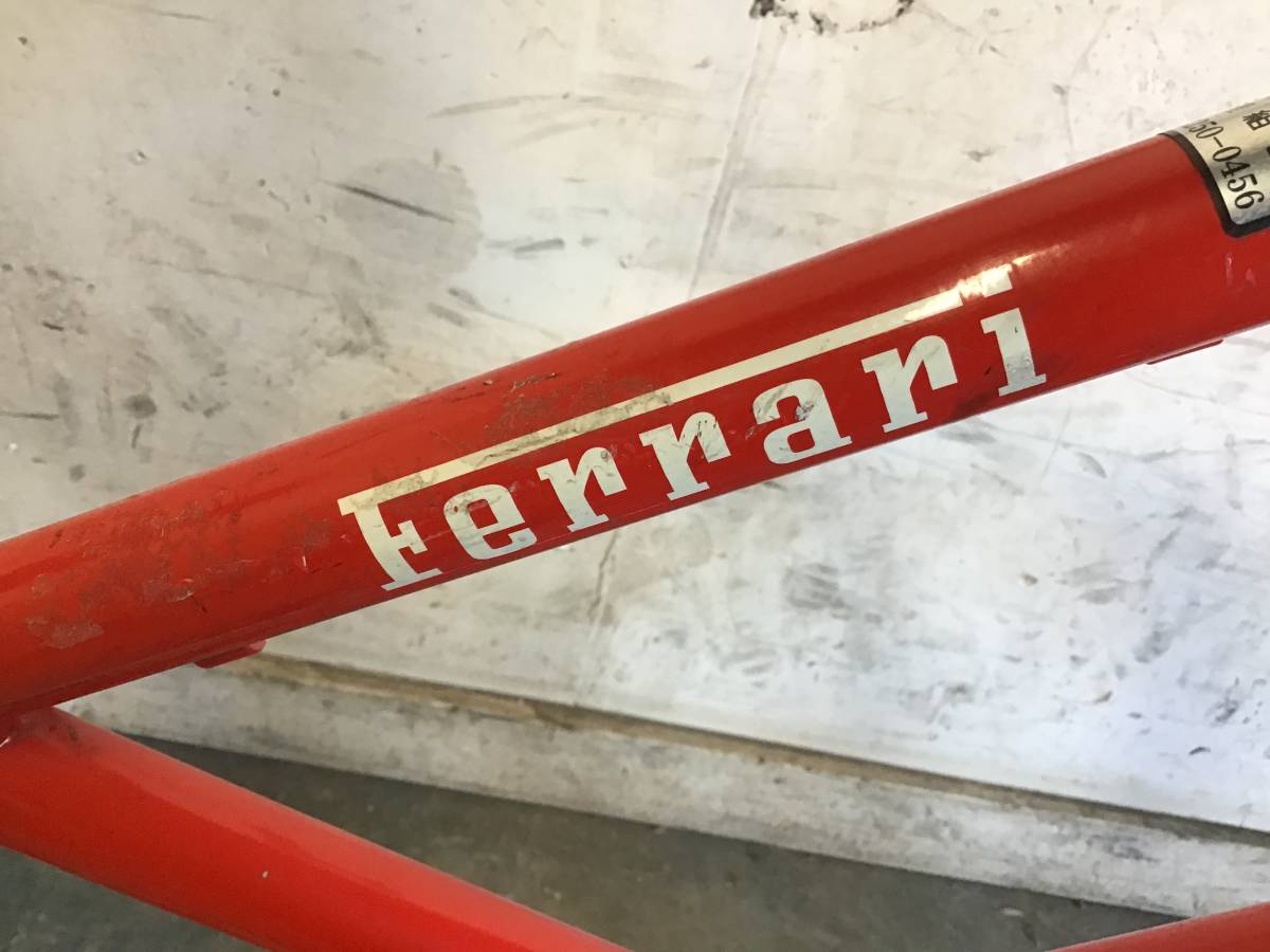 □岐阜発　△Ferrari/フェラーリ/自転車/シティサイクル/20インチ/7段変速/レッド/走行確認/アルミ製/サドル劣化有り/現状品　R5.10/16□y_画像6