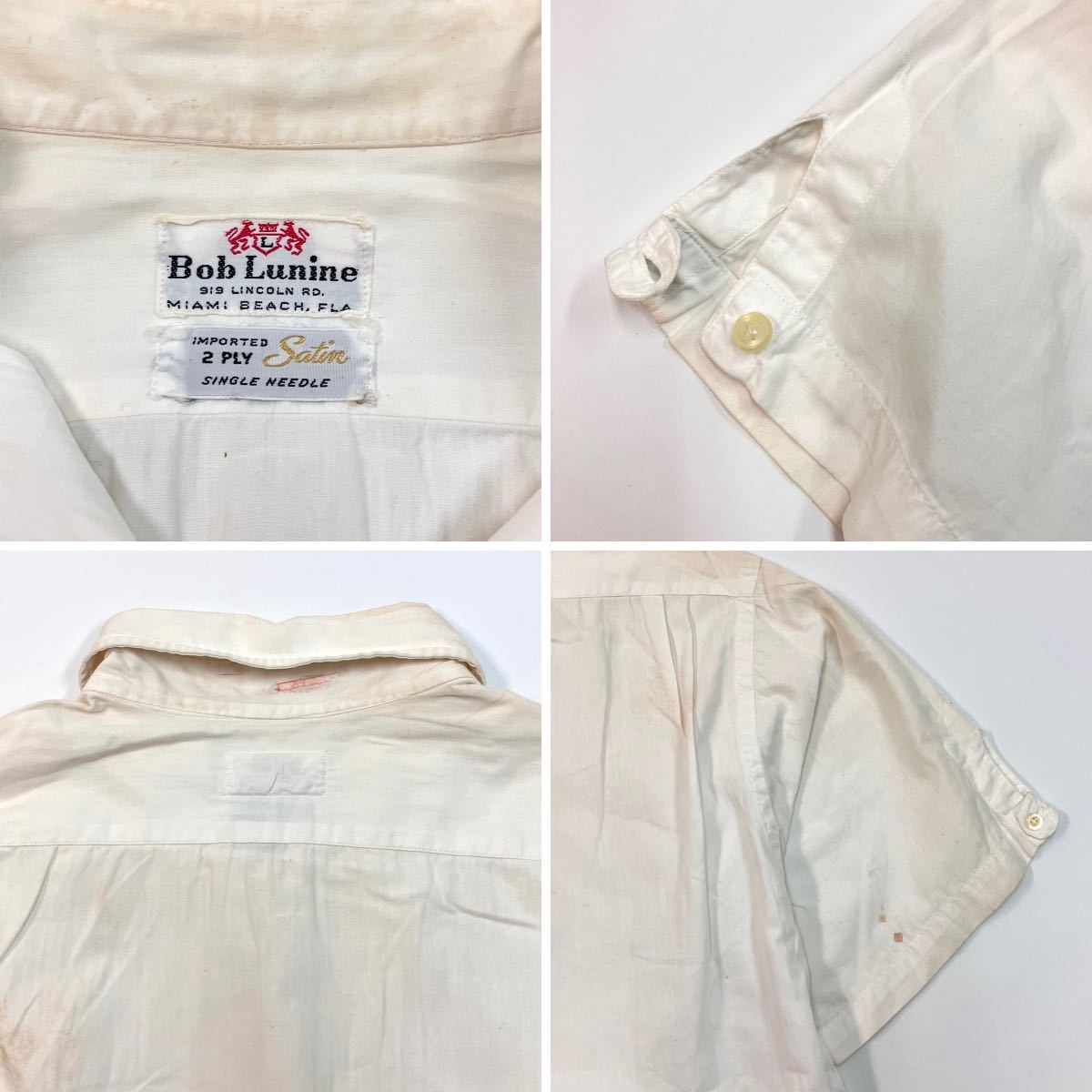 60S ビンテージ Bob Lunine グアヤベラシャツ キューバシャツ Guayabera Cuba 半袖 SIZE L ビッグサイズ SINGLE NEEDLE vuz0046_画像7