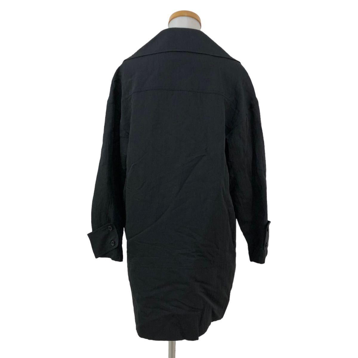 ※NS084 日本製 シルク 100% YOSHIE INABA ヨシエイナバ コート ロングコート 絹 silk ライナー 付き アウター 上着 ブラック 黒_画像5