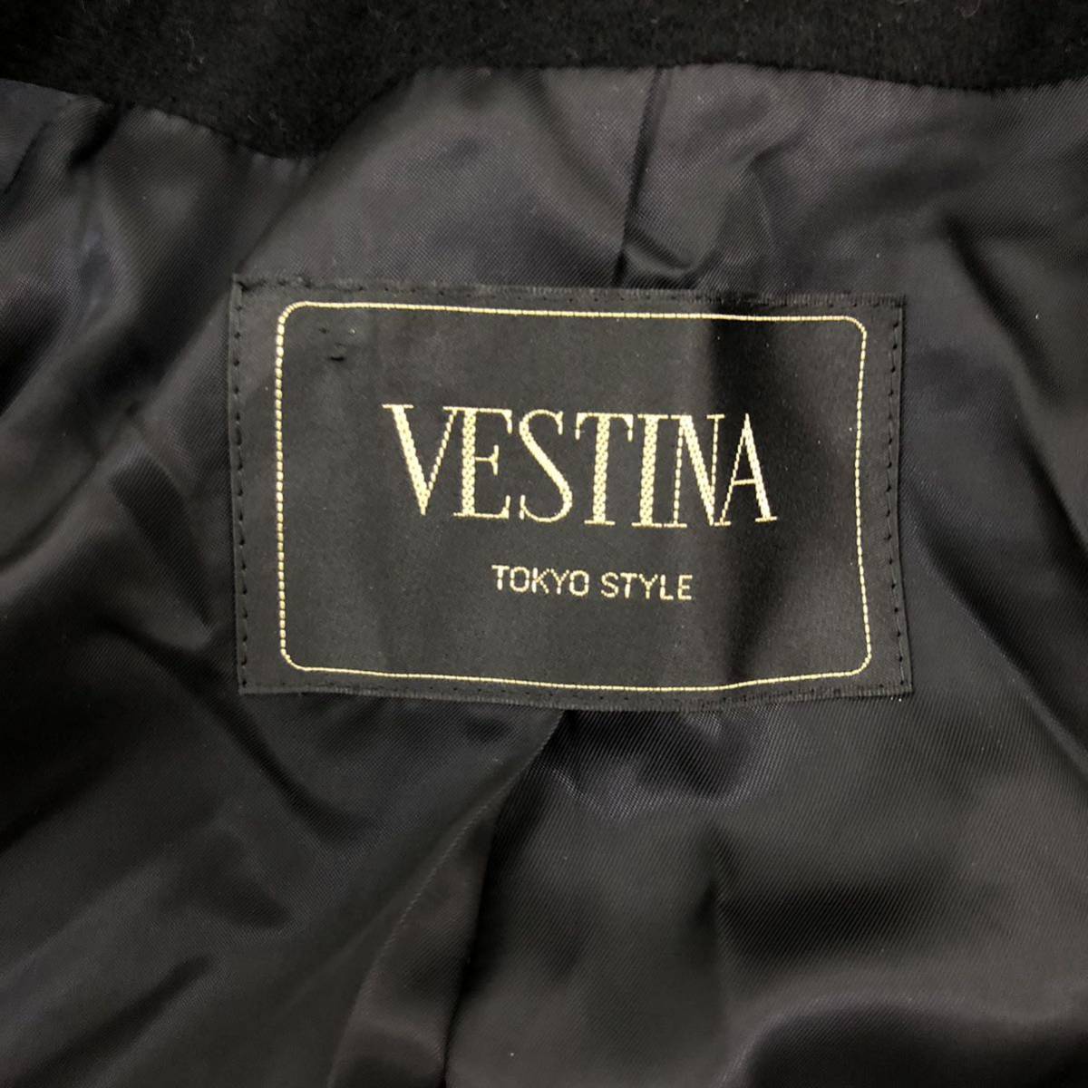 B321 VESTINA TOKYO STYLE 東京スタイル カシミヤ 100% ロングコート ダブル アウター 上着 羽織り 長袖 ブラック 黒 レディース 7の画像10