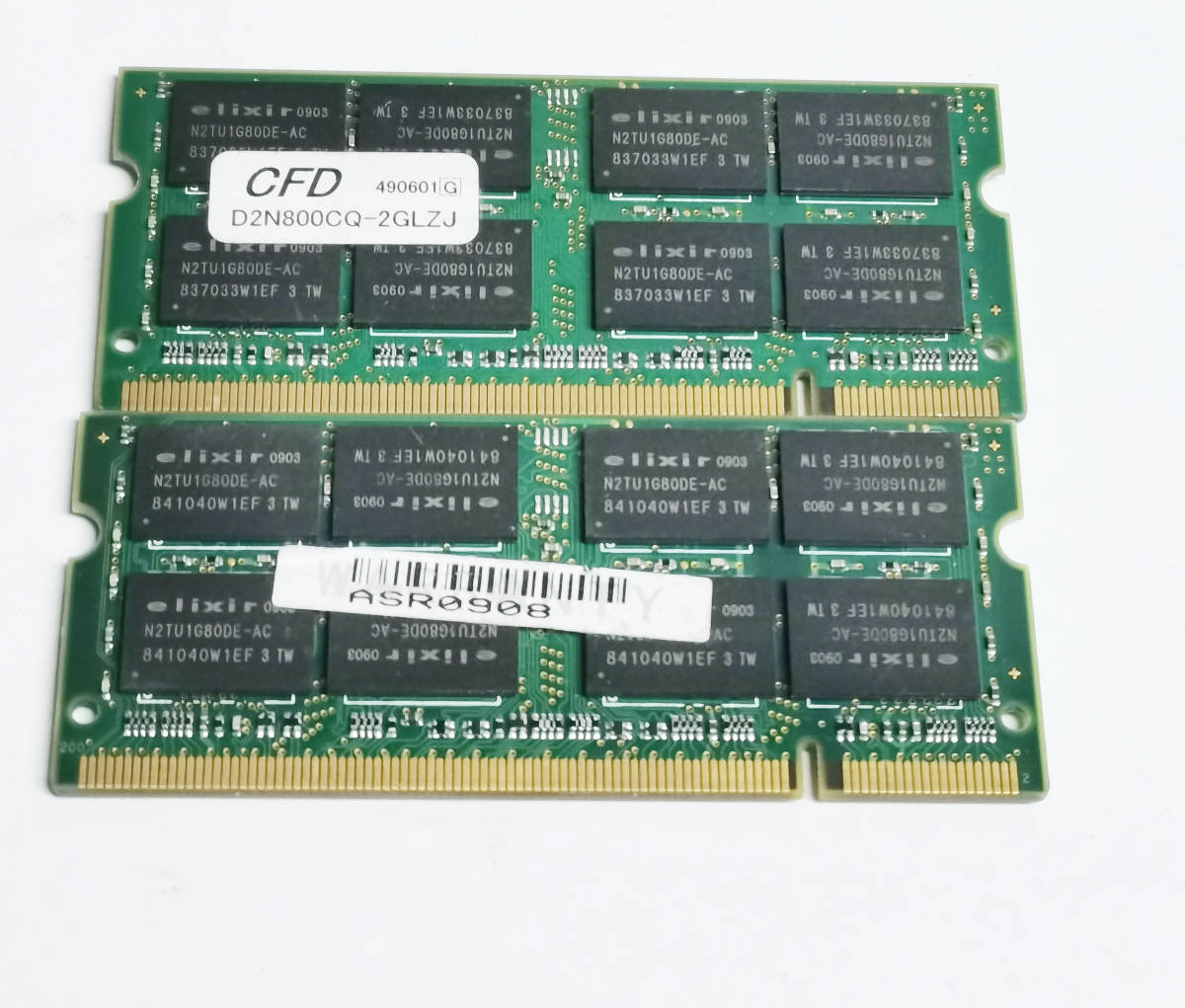 【中古パーツ】PC2　ノート用 DDR2 メモリ elixir 2GB 2Rx8 PC2-6400S-555-13-F1 .800 2GB×2枚 計4GB 送料無料N(28)_画像2
