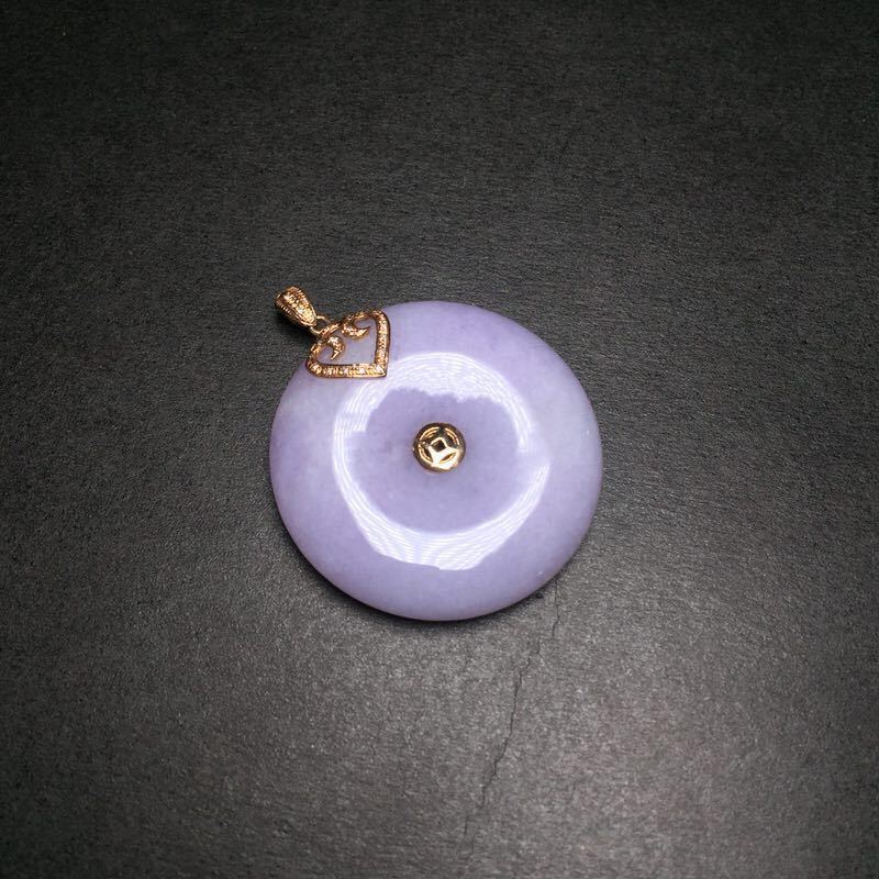  natural jade less resin .. less coloring k18 pink gold pendant $