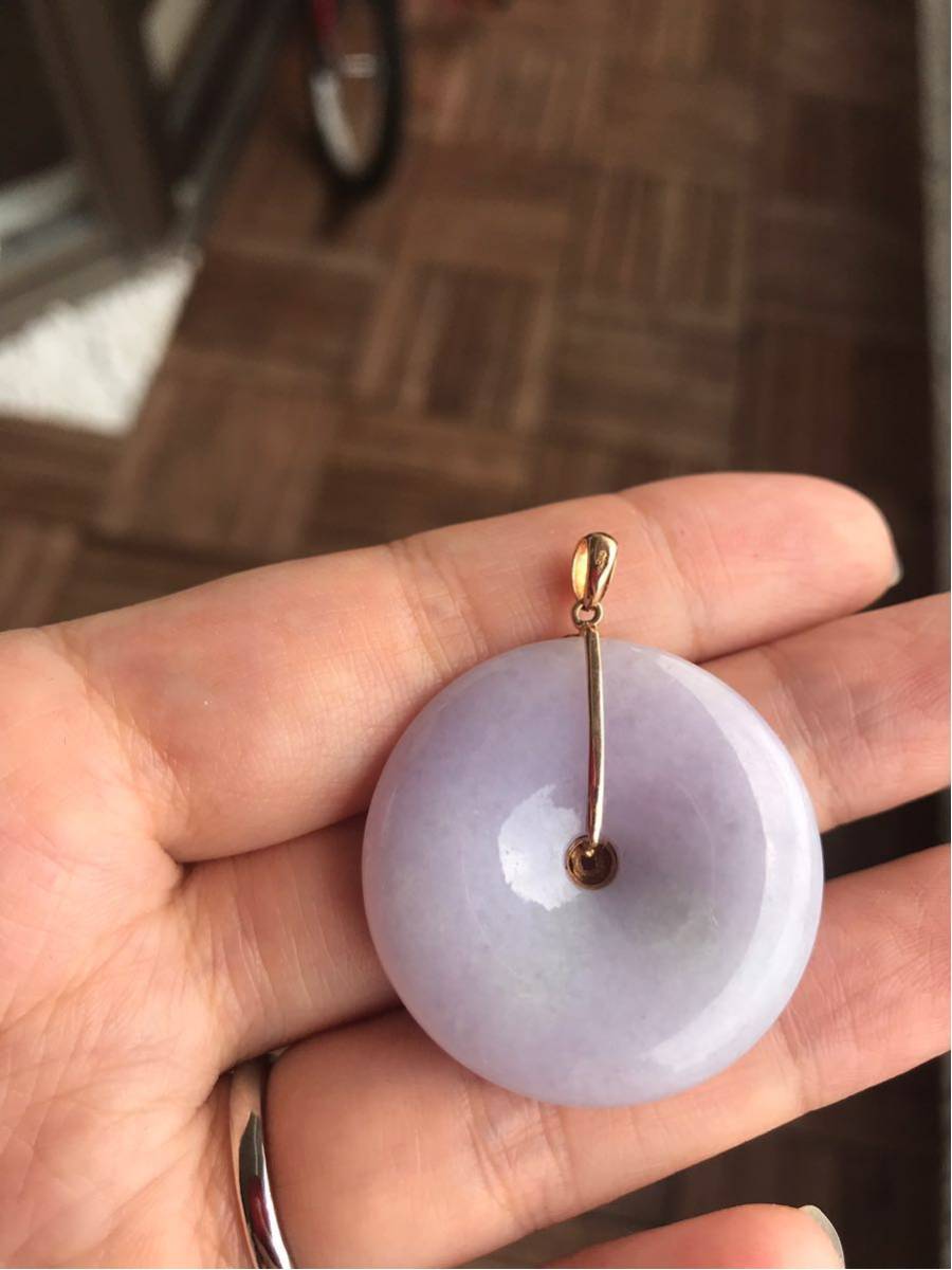  natural jade less resin .. less coloring k18 pink gold pendant $