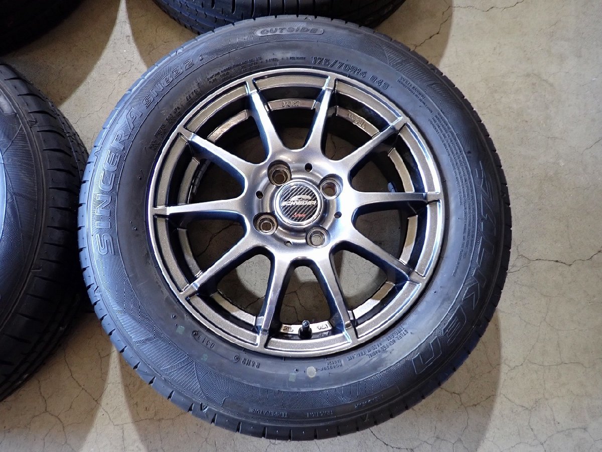 YS1584【送料無料175/70R14】スペイド ヤリス ポルテ アクア ヴィッツ 2019年製 中古夏アルミセット ■14×5.5J 100/4H ET48■_画像2