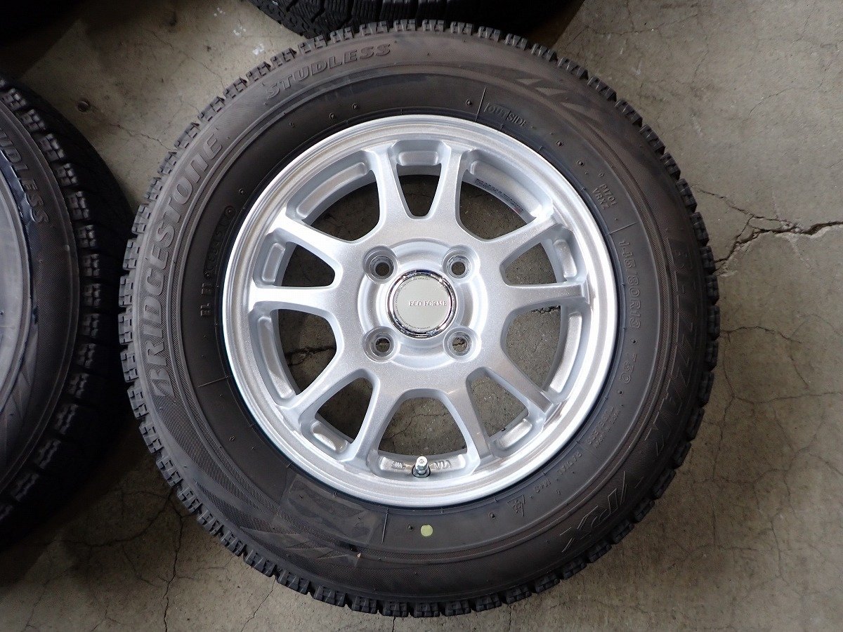 YS2134【送料無料145/80R13】モコ MRワゴン タント N-BOXなどに BS 中古スタッドレスセット ■13×4J 100/4H ET43■1円スタート_画像2