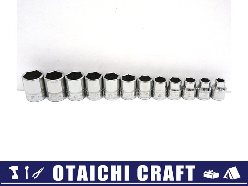 【中古】Snap-on(スナップオン) 3/8(9.5sq) シャローソケット FSMシリーズ 12個セット｜ミリサイズ 8-19mm【/D20179900027603D/】