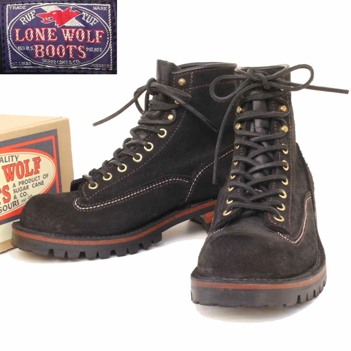yk87043) первоклассный прекрасный товар LONEWOLF заем Wolf LW01845 TrackerUS7.5 примерно 25.5cm (roga- ботинки замша Vibram чёрный BOOTS ботинкиSugar Cane ): продажа на аукционе Real Yahoo