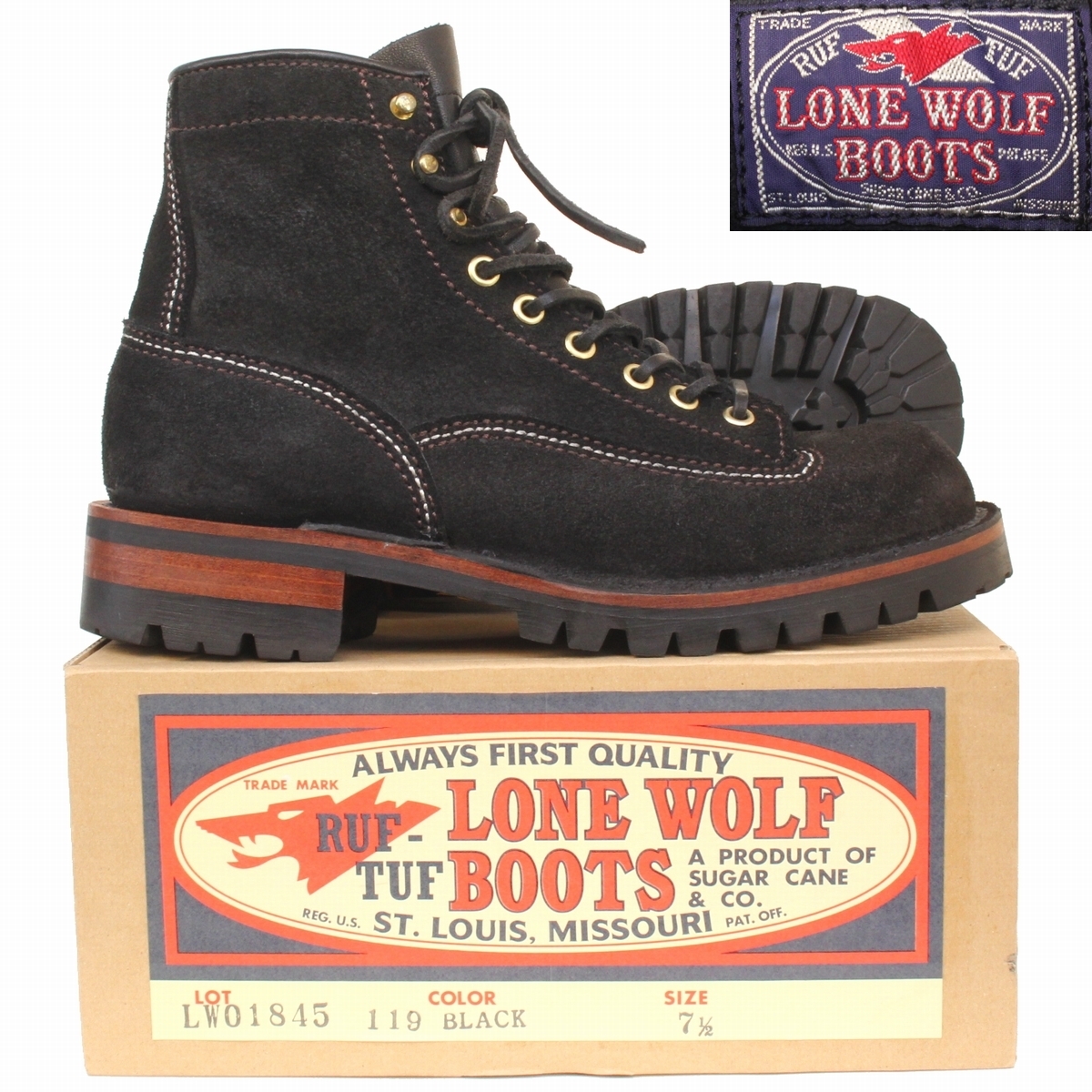 yk87043) первоклассный прекрасный товар LONEWOLF заем Wolf LW01845 TrackerUS7.5 примерно 25.5cm (roga- ботинки замша Vibram чёрный BOOTS ботинкиSugar Cane ): продажа на аукционе Real Yahoo