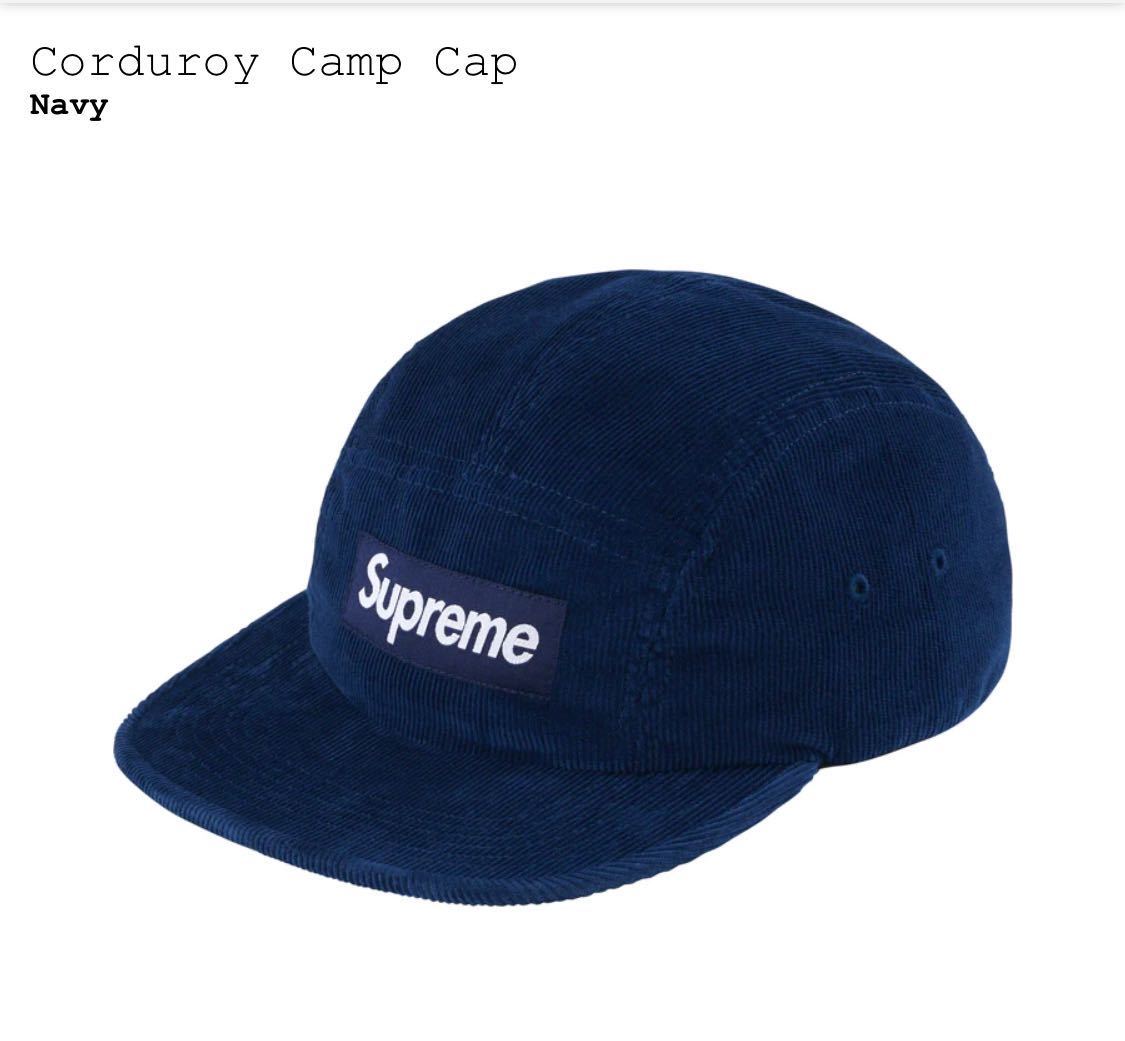 Supreme 23fw Corduroy Camp Cap Navy Box Logo コーデュロイ キャンプキャップ ボックスロゴ ネイビー 23aw _画像1