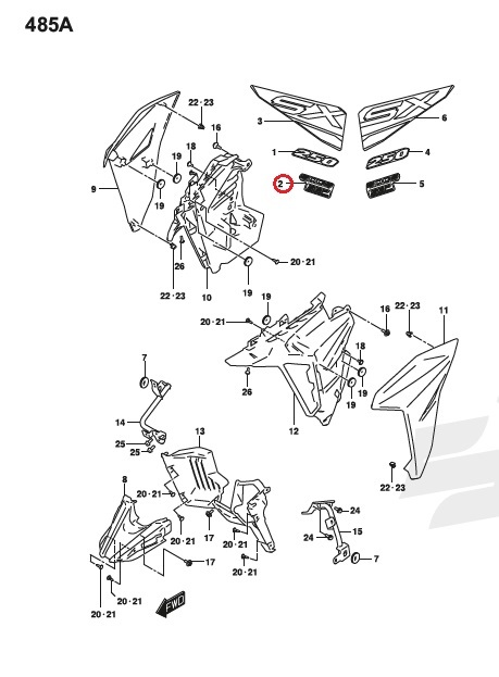 SUZUKI 純正 インド仕様V-strom250SX 右ガーニッシュステッカー SOHC SEP[イエロー] #68184-20L00-CD1_画像2