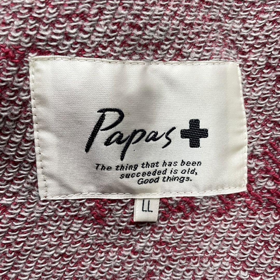 PAPAS+ パパスプラス テーラードジャケット コットン アンコン スウェット 2B 赤 レッド メンズ ロゴ総柄 大きいサイズ LL_画像8