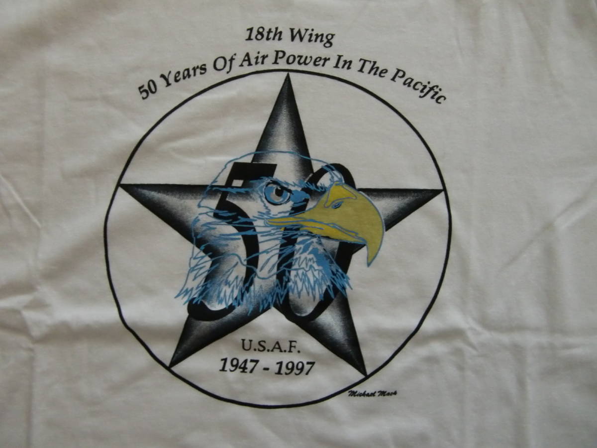 米空軍嘉手納基地　U.S.A.F　Kadena AB １８th wing　５０周年記念Tシャツ　サイズL_画像2
