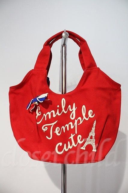 Emily Temple cute / トリコロールリボン付きロゴバッグ I-23-09-13-096i-1-BG-ET-L-HD-ZI_画像1