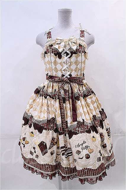 Angelic Pretty / Antique Chocolaterieパールジャンパースカート I-23-04-13-014i-1-OP-AP-L-HD-ZI-R
