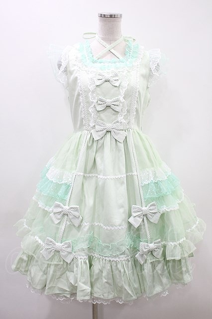 【NEW限定品】 Angelic Pretty H-23-10-22-030-AP-OP-NS-ZH Candyストライプリボンワンピース / ワンピース 【NEW限定品】 Angelic Pretty H-23-10-22-030-AP-OP-NS-ZH Candyストライプリボンワンピース / ワンピース