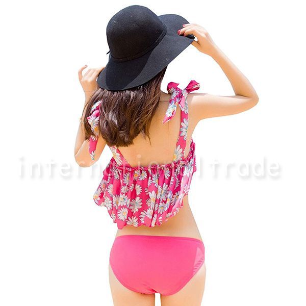  swimsuit lady's body type cover 3 point set band u bikini frill floral print summer Margaret pattern w633