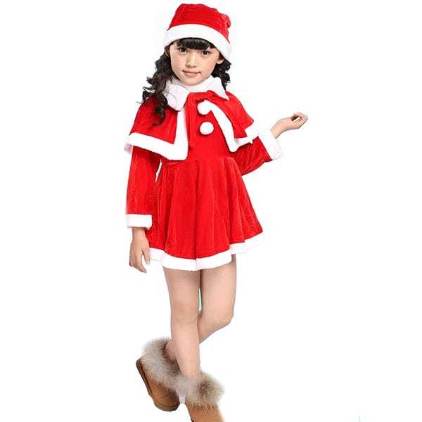 コスプレ衣装 キッズ用 サンタクロース クリスマス パーティー 子供用 こども用 女の子 ワンピース 100cm 110cm ch1023_画像2