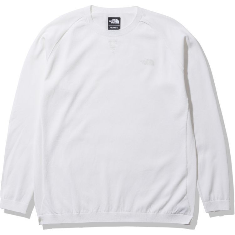 NORTH FACE ロングスリーブライトコンフォートクルー（メンズ）日本製 ホワイト NT12399 ニットTシャツ 薄手セーター 国内正規品 Lサイズ