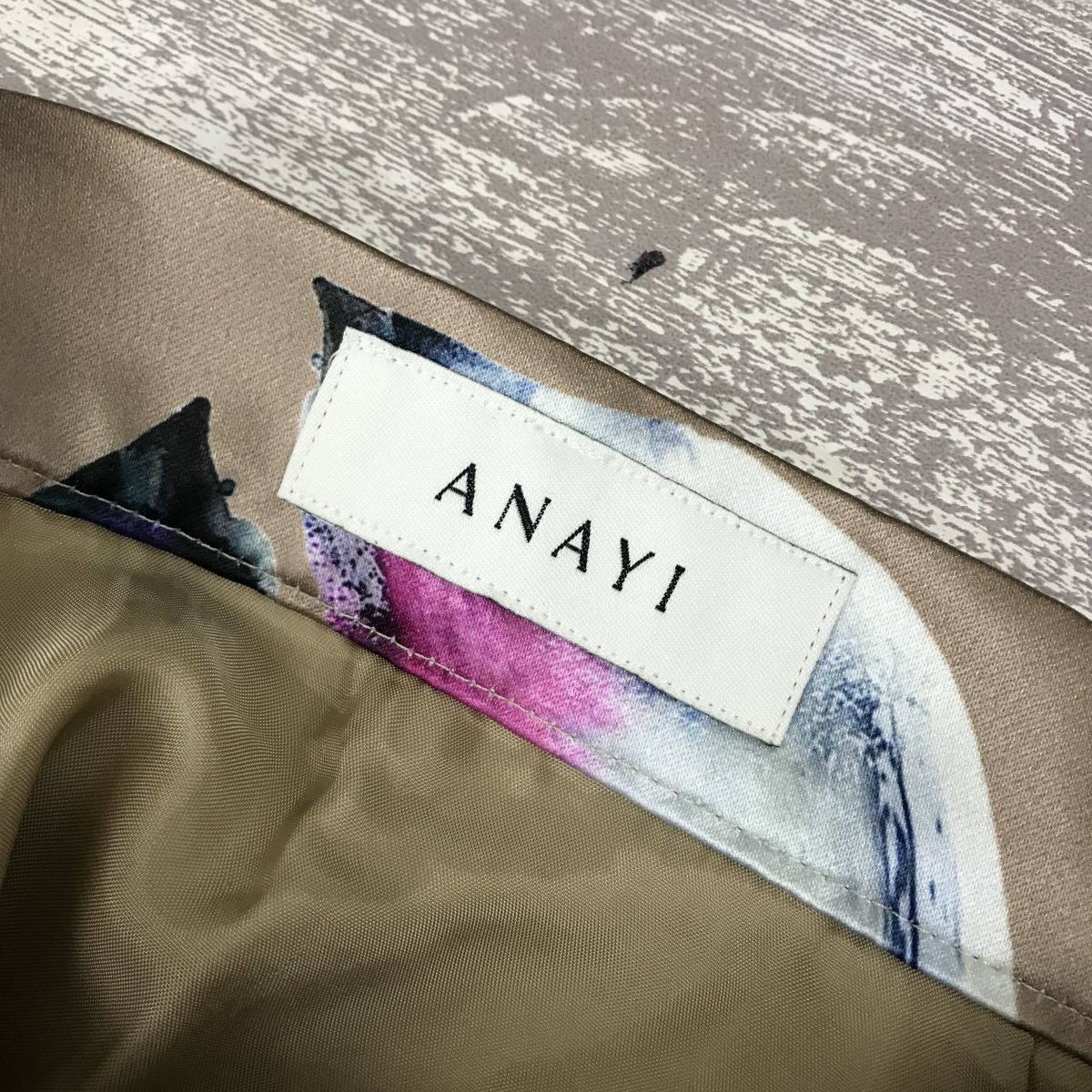 0716-M◆美品◆ANAYI アナイ 総柄フレアスカート ◆size３６ ポリエステル１００ 光沢感 花柄 レディース 古着_画像7