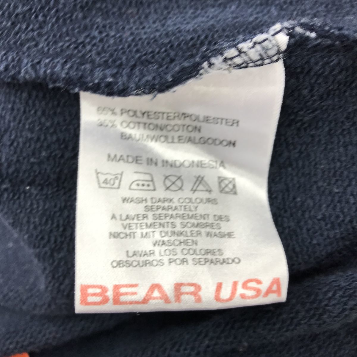 O1021-F◆ bear USA ベアーユーエスエー トレーナー スウェット ◆ sizeM ポリエステル コットン ネイビー イエロー 古着 メンズ 秋冬_画像7