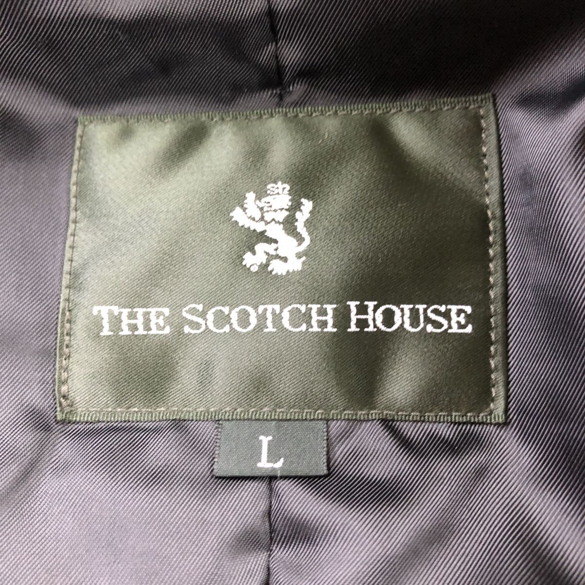 O745-F◆ THE SCOTCH HOUSE ザスコッチハウス ジャケット ハーフコート ステンカラー ◆ sizeL ポリエステル レーヨン 古着 メンズ 秋冬_画像8