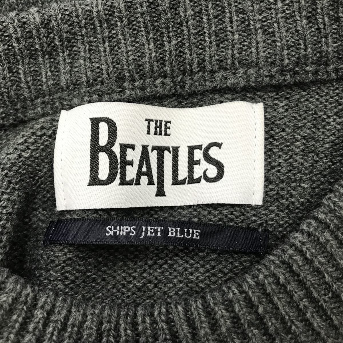 O1823-D◆美品◆ SHIPS JET BLUE The Beatles シップスジェットブルー ビートルズ 長袖セーター ニット ◆sizeM グレー アクリル ウール_画像7