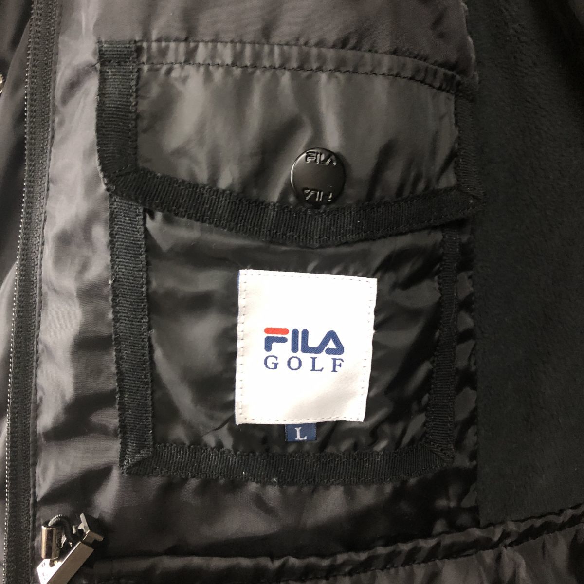 O1572-F◆ fila golf フィラゴルフ ダウンコート ジャケット 大きめ ◆sizeL ポリエステル100 ブラック 古着 レディース 秋冬 ゴルフウェア_画像8