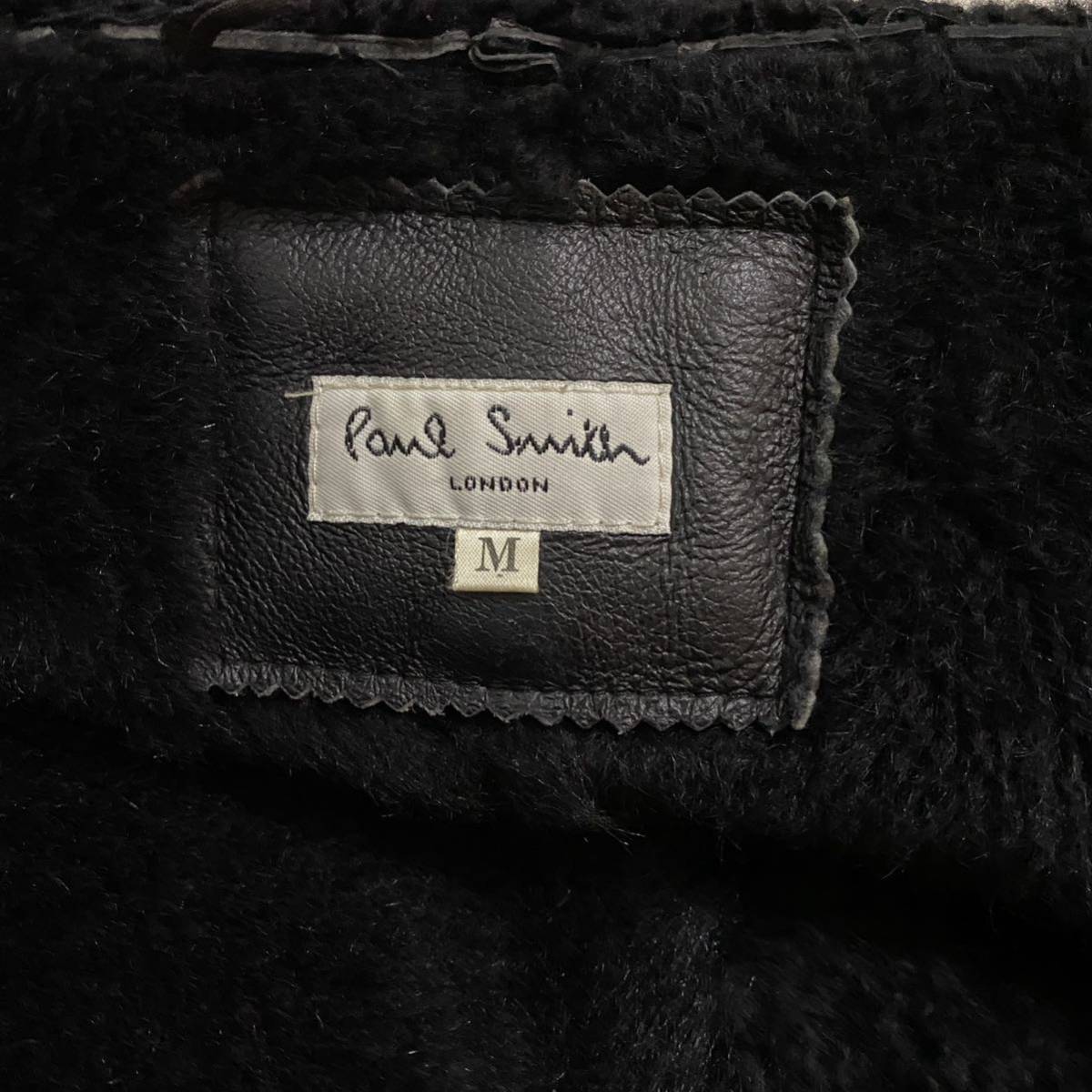 極美品【最高級の逸品】ポールスミス プルオーバー ラムレザー ジャケット Paul Smith 本革 裏ボア 羊革 ブラック 極暖 黒 希少 極上 色気_画像8