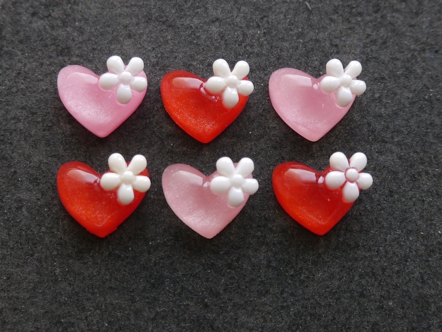  plastic parts handicrafts * accessory parts with flower Heart clear parts 6 piece set deco parts 