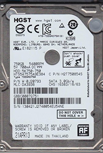 華麗 HTS547575A9E384、PN 0J20793、MLC DA3936、Hitachi 750GB SATA