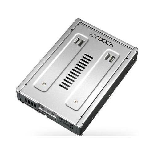 Icy Dock MB982IP-1S-1 シルバー フルメタル デュアルチャネル 2.5~3.5 SAS ハードドライブ&SSDコンバ　(shin