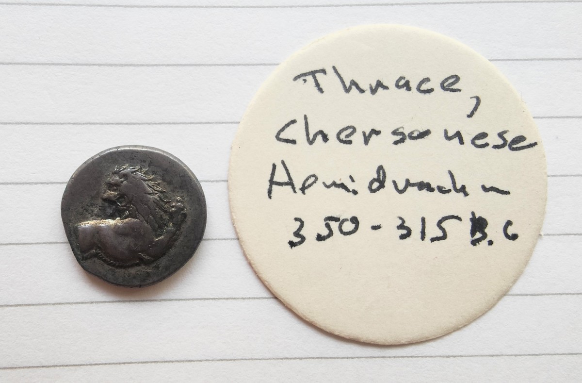 トラキア ケルソネソス 350-315BC 古代銀貨 ライオン スクエア ヘミドラクマ アンティークコイン_画像1