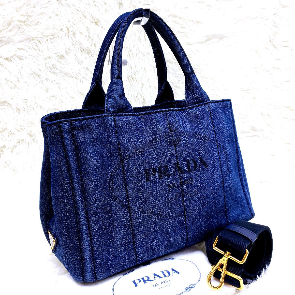 公式の デニム ブルー ２WAY カナパ PRADA 【極美品】プラダ