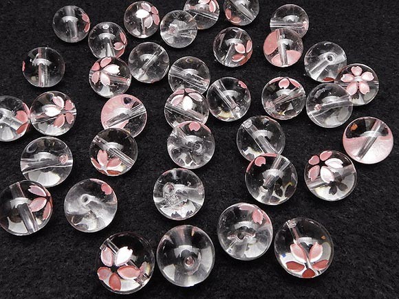  bead sale natural crystal crystal quartz Sakura pink color sculpture circle sphere 12mm 3 bead sale / T081 CQ12CH