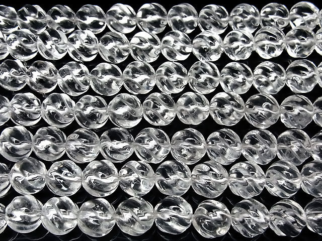 天然水晶 クリスタルクォーツ S字彫刻 丸玉 12mm【1連販売】 / 5-42 CQCQ12SL_画像3