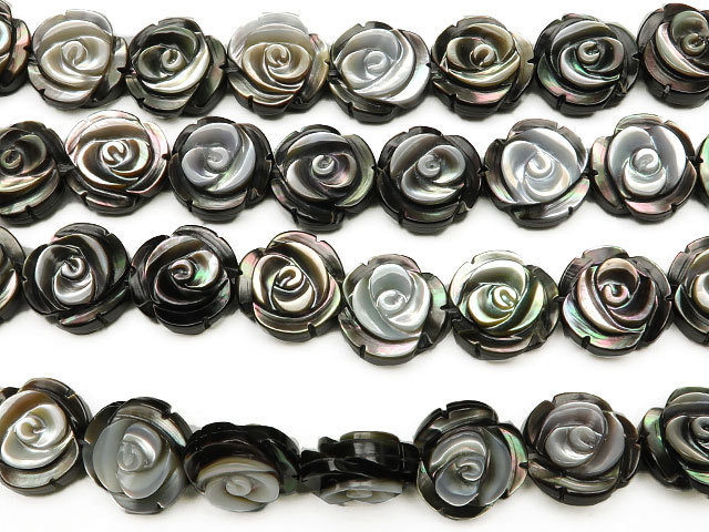 ブラックシェル 薔薇彫刻 10mm【1連販売】 / 9-8 SHBK10RZ_画像2